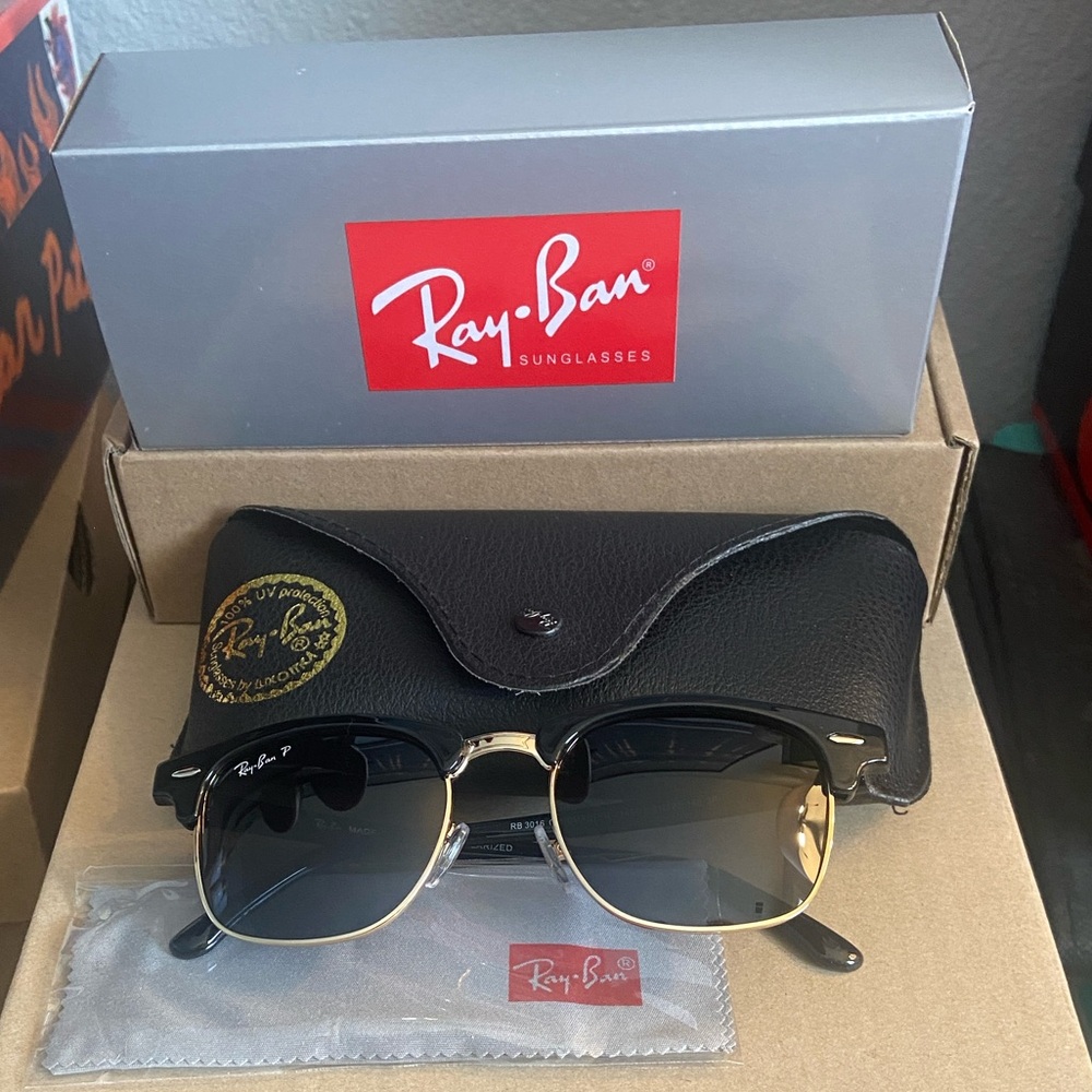 Ray-Ban Black and Gold Clubmaster Sunglasses